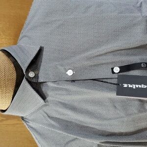 Esquire NWT black white print dress shirt non iron performance slim print